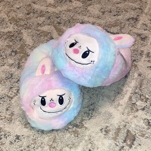 Kids Fluffy Bunny Slippers - Pastel